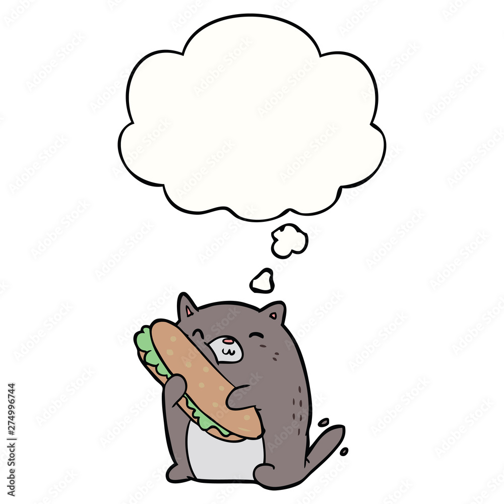 cartoon cat with sandwich and thought bubble cartoon cat with sandwich and thought bubble