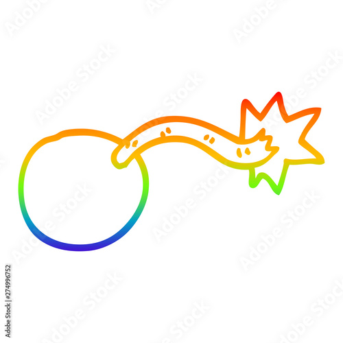 rainbow gradient line drawing round cartoon bomb
