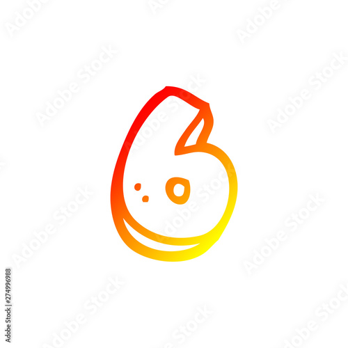 warm gradient line drawing cartoon number six
