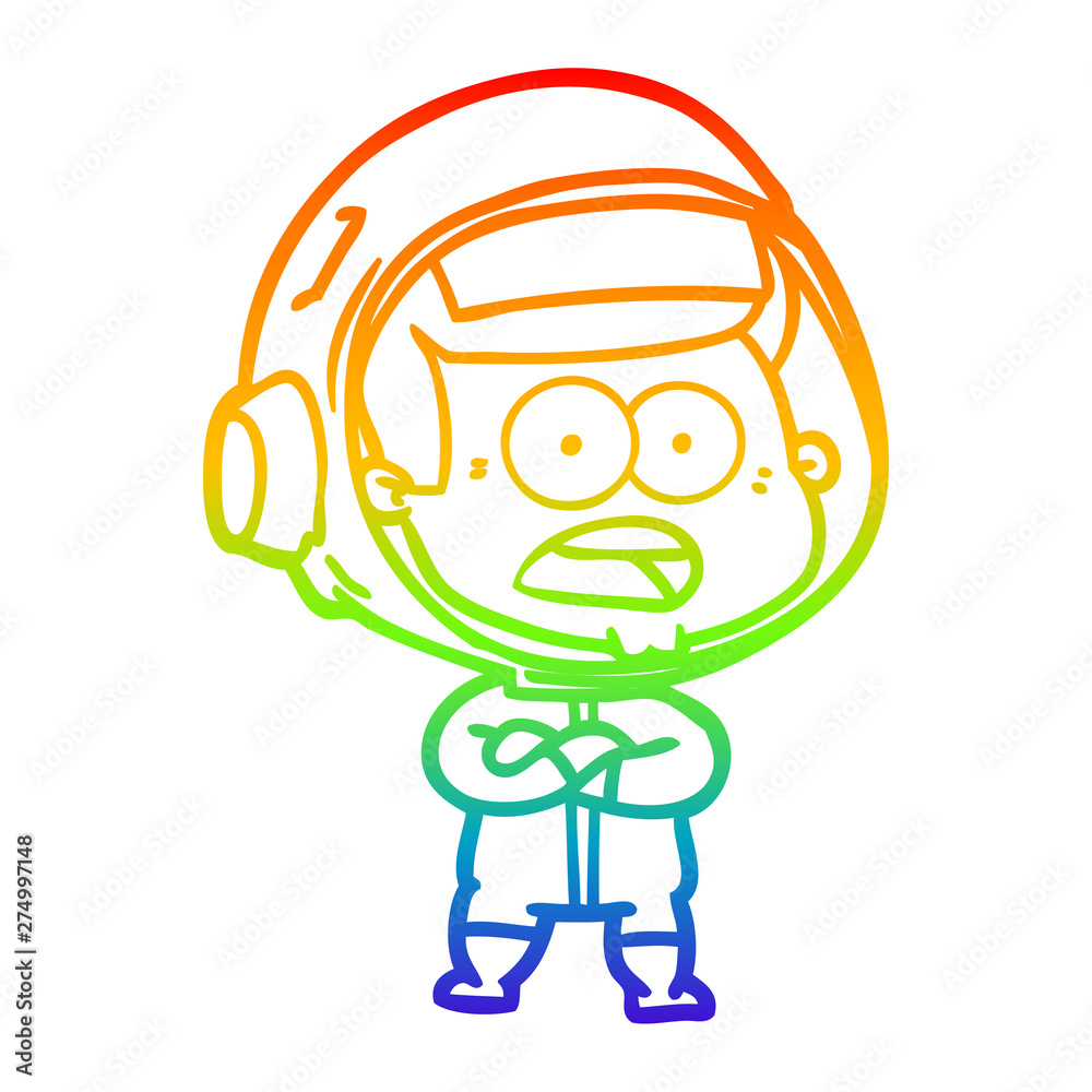 rainbow gradient line drawing cartoon surprised astronaut rainbow gradient line drawing cartoon surprised astronaut
