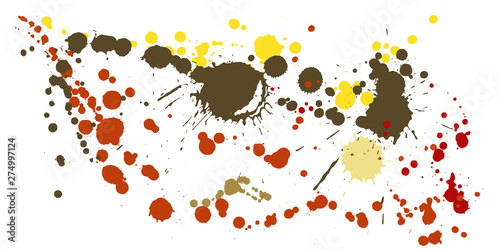 Watercolor paint stains grunge background vector. Retro ink splatter, spray blots, mud spot elements, wall graffiti. Watercolor paint splashes pattern, smear liquid stains spots backdrop.
