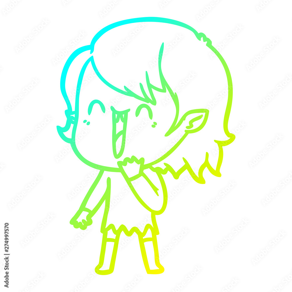 cold gradient line drawing cute cartoon happy vampire girl cold gradient line drawing cute cartoon happy vampire girl