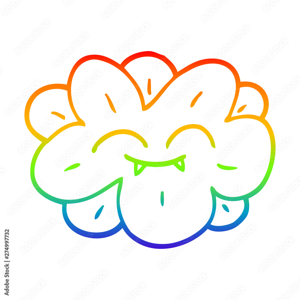 rainbow gradient line drawing cartoon flower with face rainbow gradient line drawing cartoon flower with face