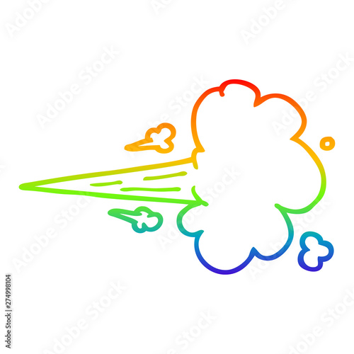 rainbow gradient line drawing cartoon gust of air