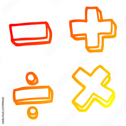 warm gradient line drawing cartoon math symbols