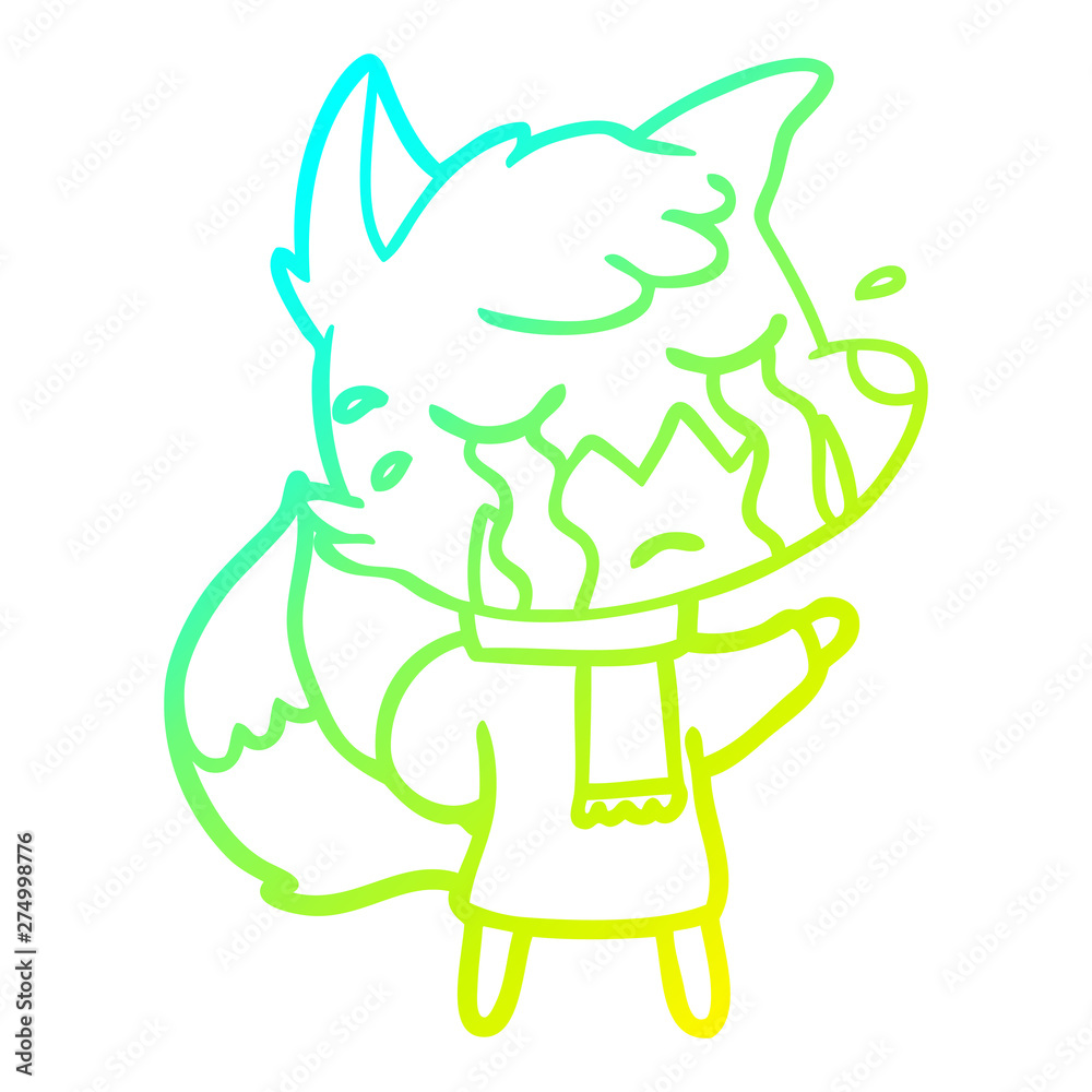 cold gradient line drawing crying fox cartoon cold gradient line drawing crying fox cartoon