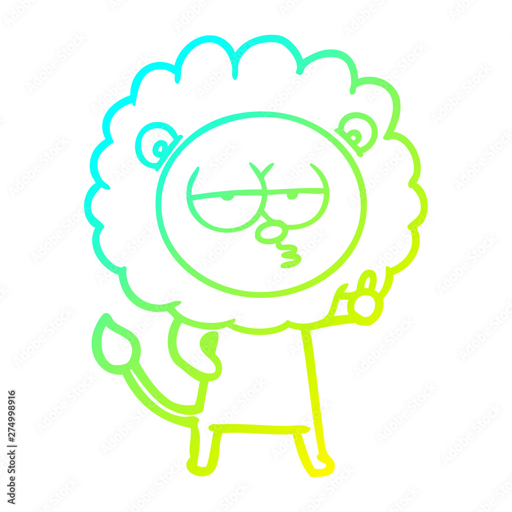 cold gradient line drawing cartoon bored lion cold gradient line drawing cartoon bored lion