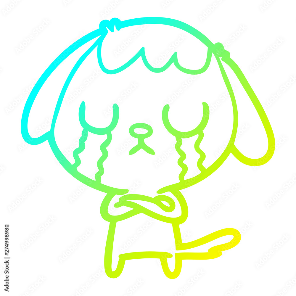 cold gradient line drawing cute cartoon dog crying cold gradient line drawing cute cartoon dog crying