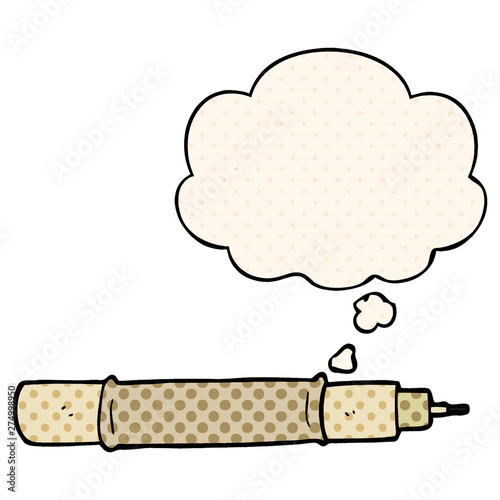 cartoon pen and thought bubble in comic book style