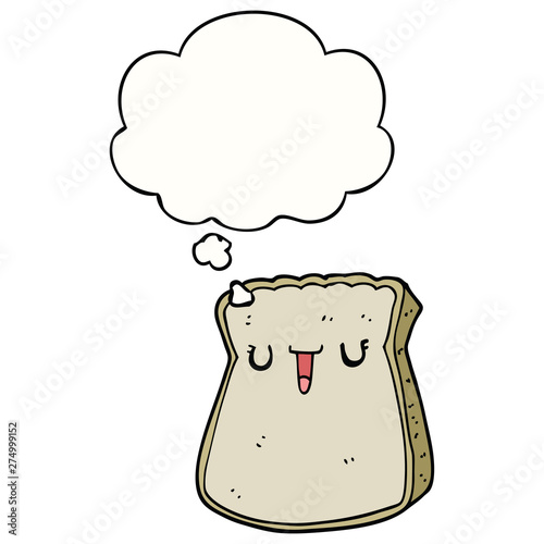 cartoon slice of bread and thought bubble