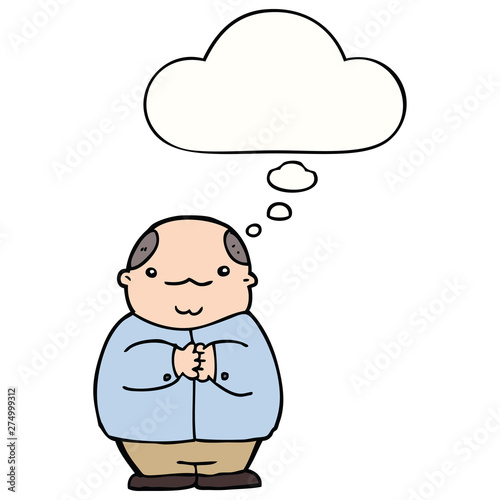 cartoon balding man and thought bubble