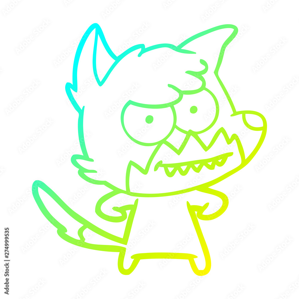 cold gradient line drawing cartoon grinning fox cold gradient line drawing cartoon grinning fox