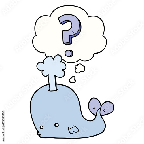 cartoon curious whale and thought bubble