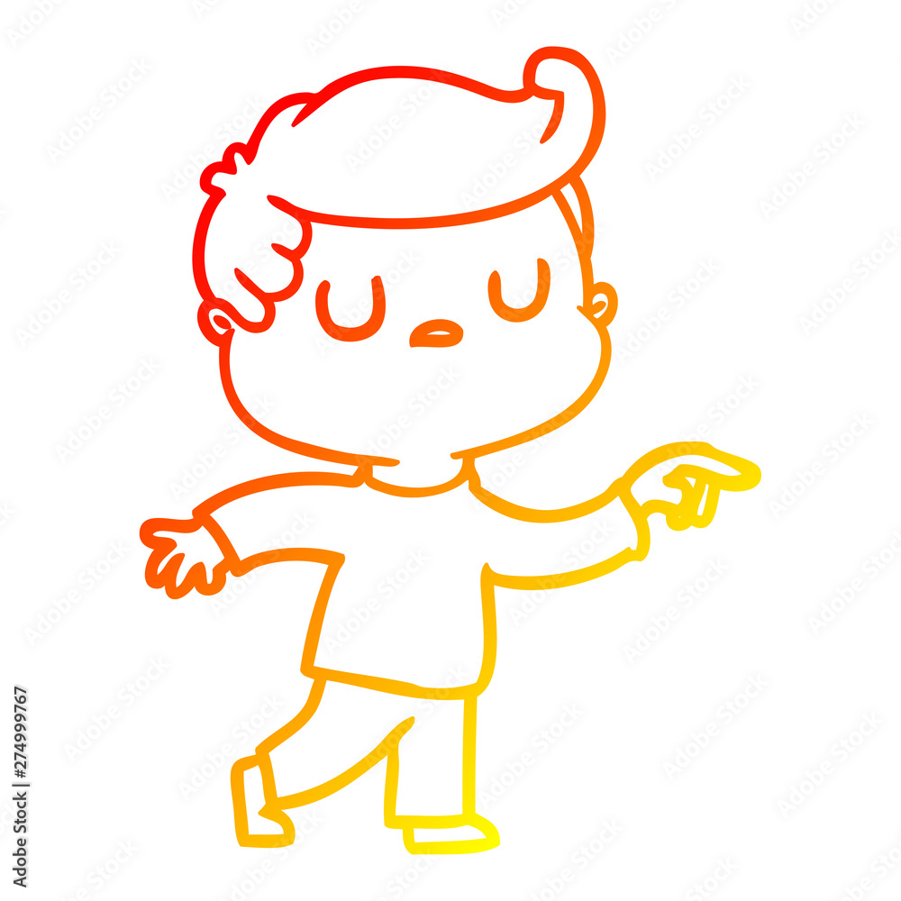 warm gradient line drawing cartoon aloof man pointing finger warm gradient line drawing cartoon aloof man pointing finger