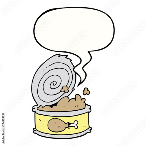 cartoon canned food and speech bubble