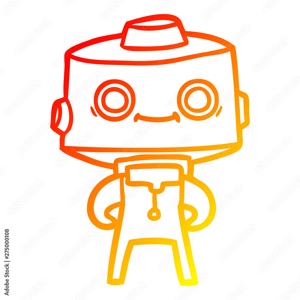 warm gradient line drawing cartoon robot warm gradient line drawing cartoon robot