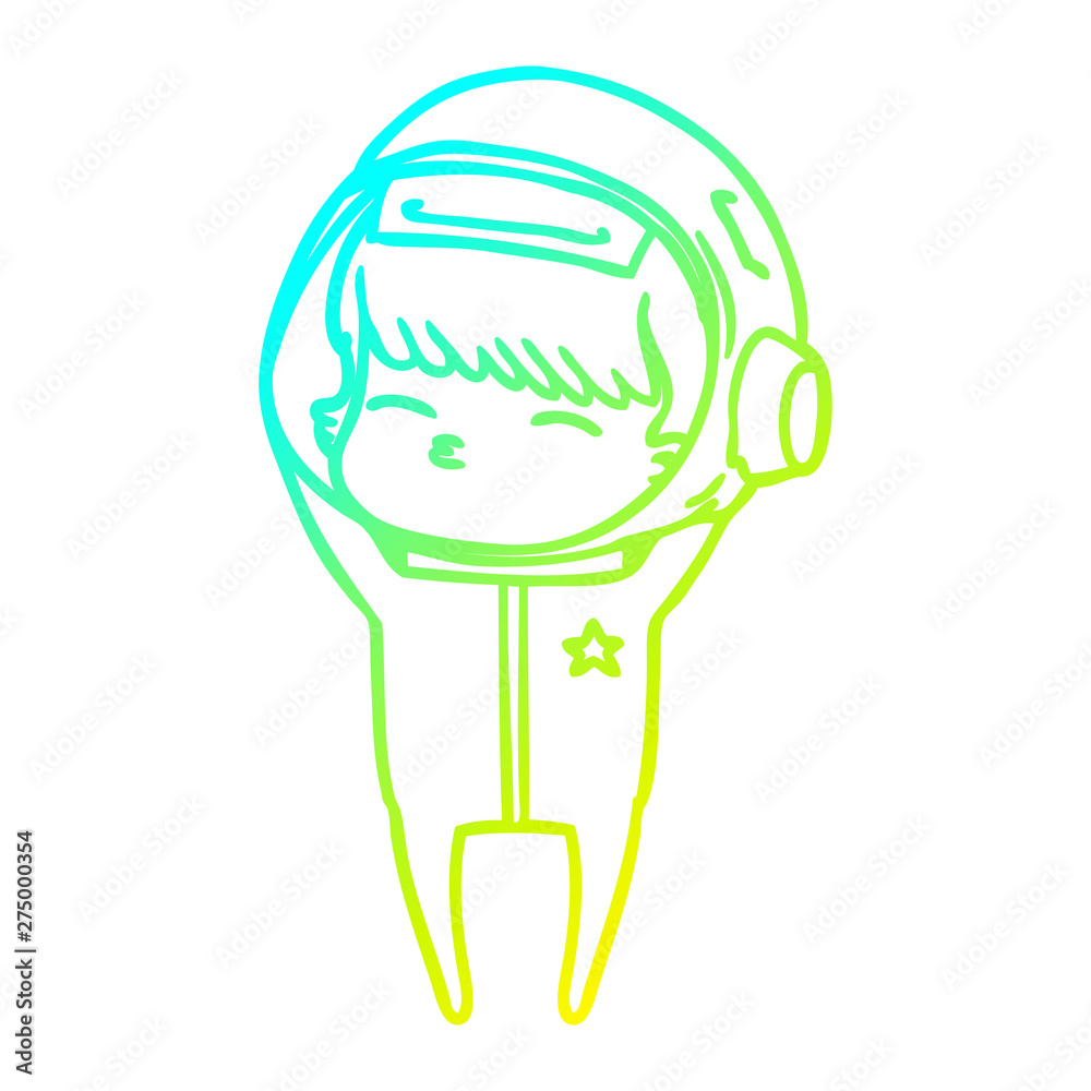 cold gradient line drawing cartoon curious astronaut cold gradient line drawing cartoon curious astronaut