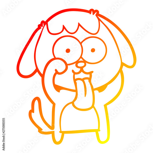 warm gradient line drawing cute cartoon dog