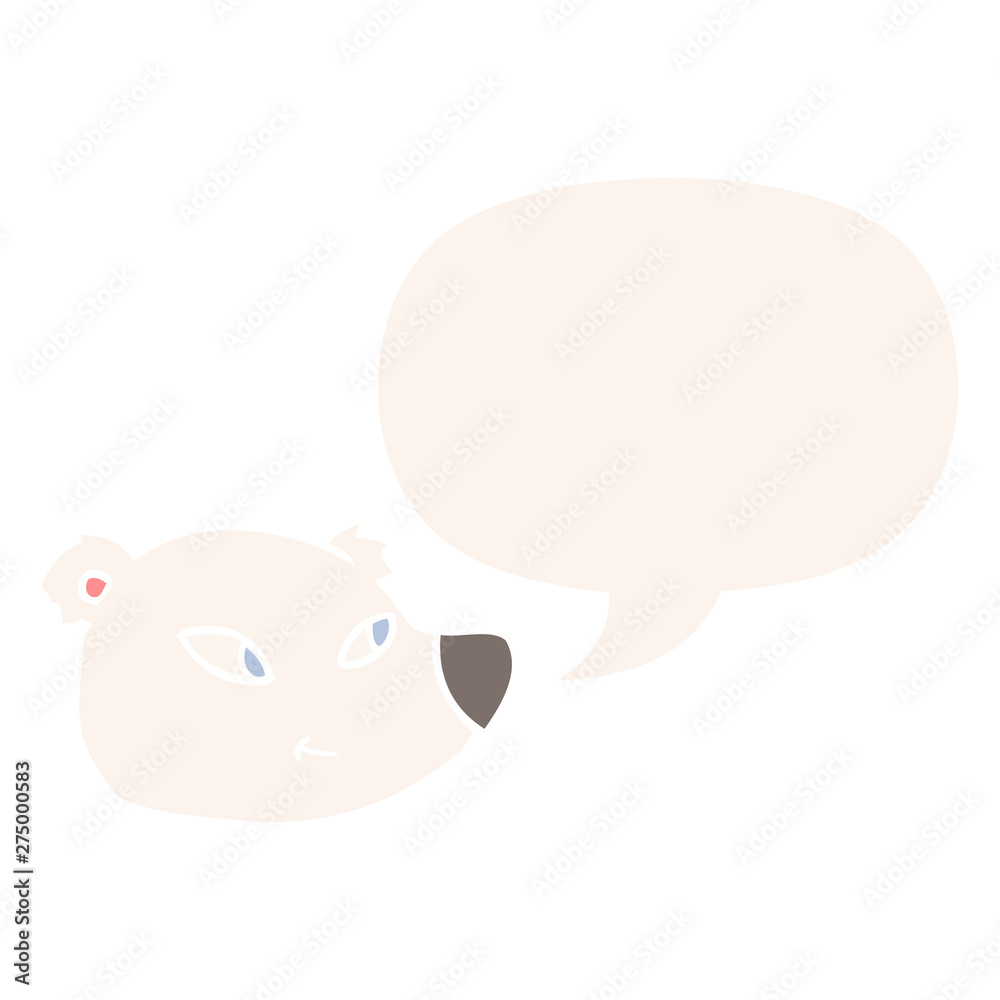 cartoon polar bear face and speech bubble in retro style cartoon polar bear face and speech bubble in retro style