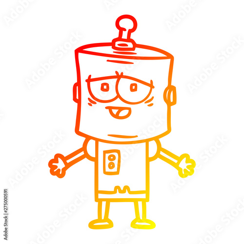 warm gradient line drawing cartoon robot