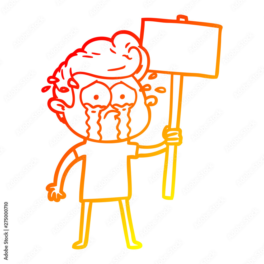 warm gradient line drawing cartoon crying protester
