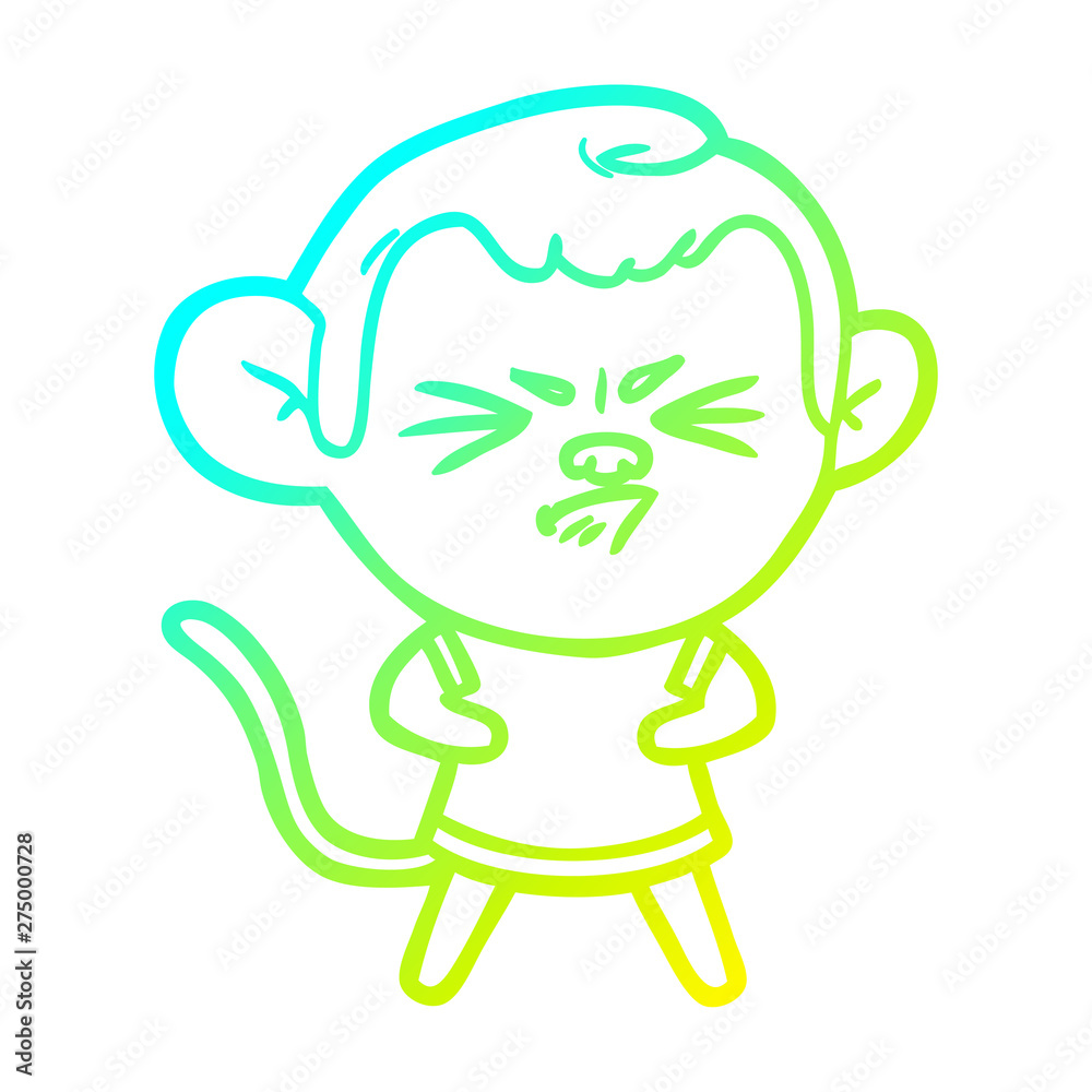 cold gradient line drawing cartoon annoyed monkey cold gradient line drawing cartoon annoyed monkey