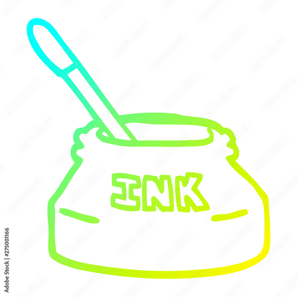 cold gradient line drawing cartoon ink pot cold gradient line drawing cartoon ink pot