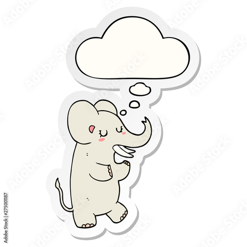 cartoon elephant and thought bubble as a printed sticker