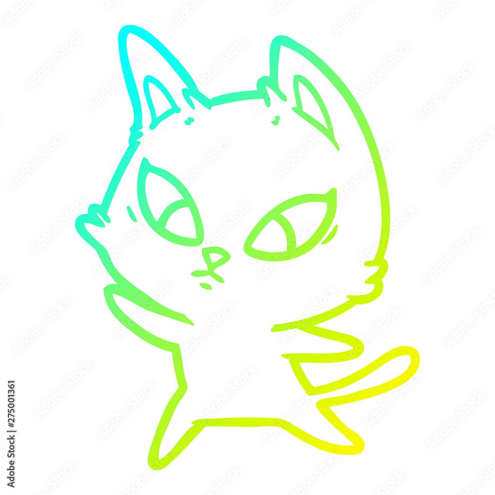 cold gradient line drawing confused cartoon cat cold gradient line drawing confused cartoon cat