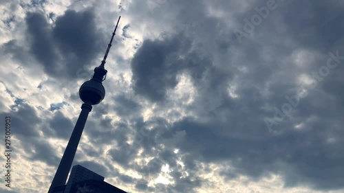 tv tower in berlin on cloudy background