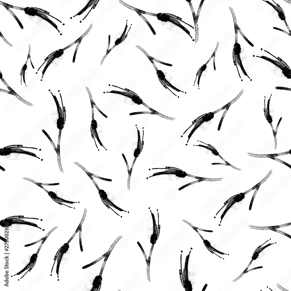 Black and white spring seamless pattern Black and white spring seamless pattern