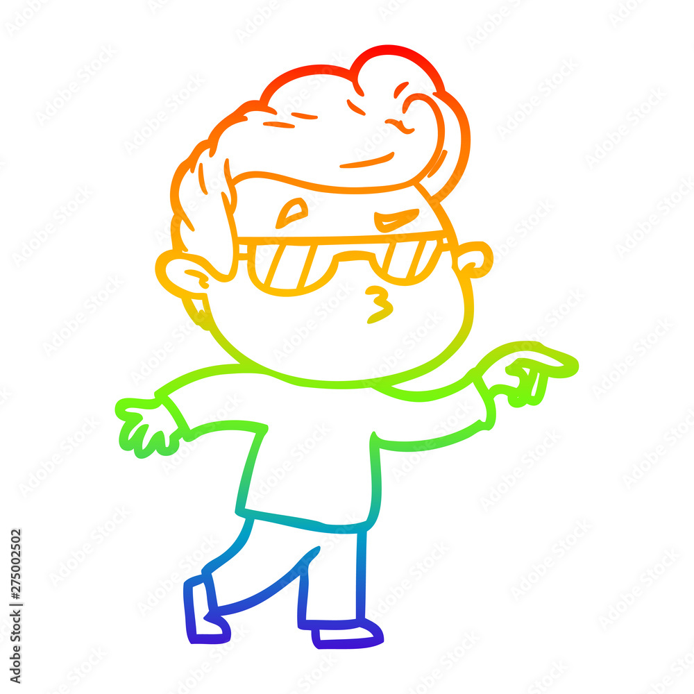 rainbow gradient line drawing cartoon cool guy