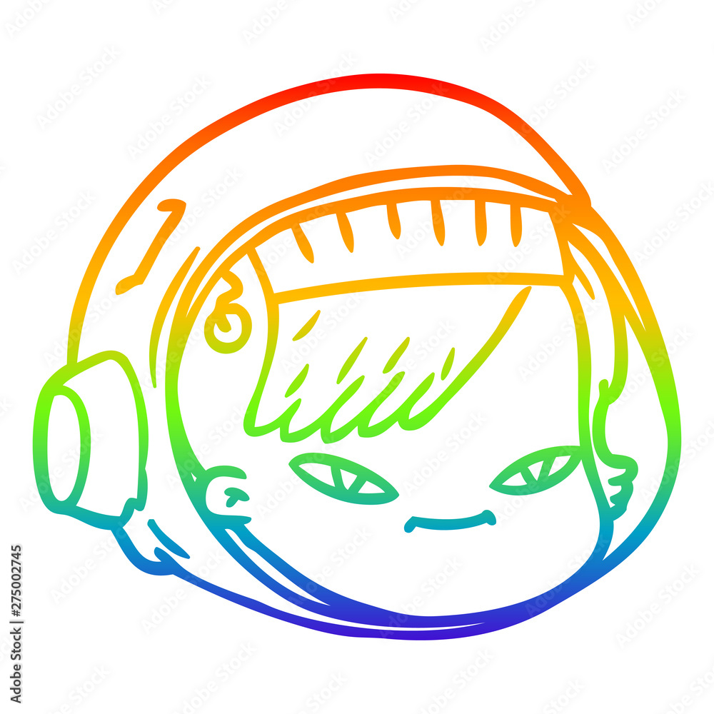 Obraz premium rainbow gradient line drawing cartoon astronaut face