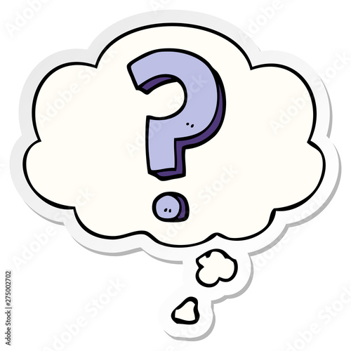 cartoon question mark and thought bubble as a printed sticker