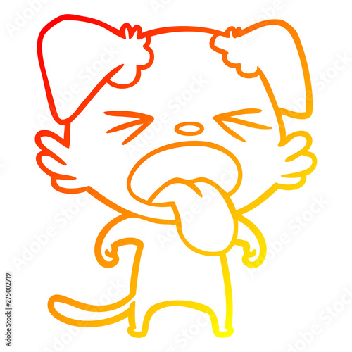 warm gradient line drawing cartoon disgusted dog