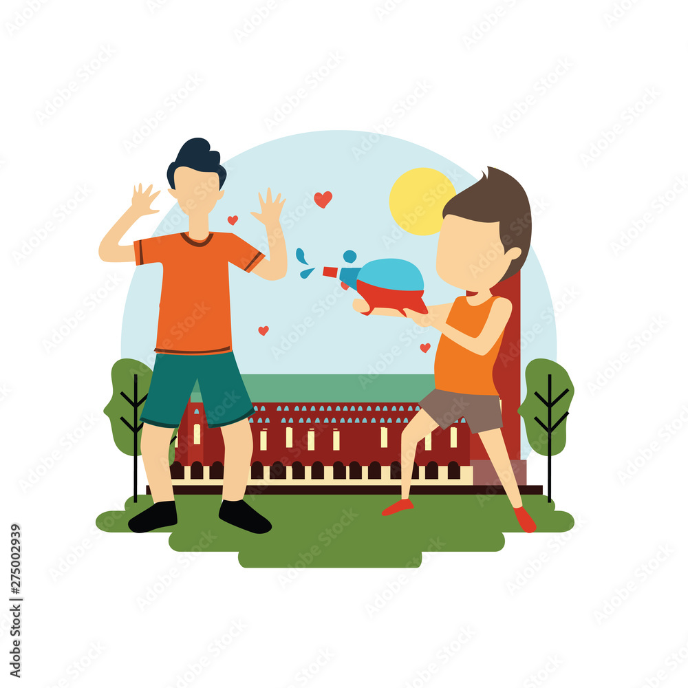 happy children playing flat design cartoon vector template illustration happy children playing flat design cartoon vector template illustration