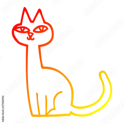 warm gradient line drawing cartoon cat
