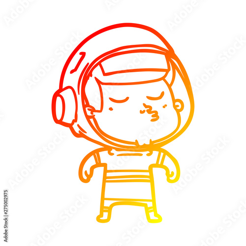 warm gradient line drawing cartoon confident astronaut