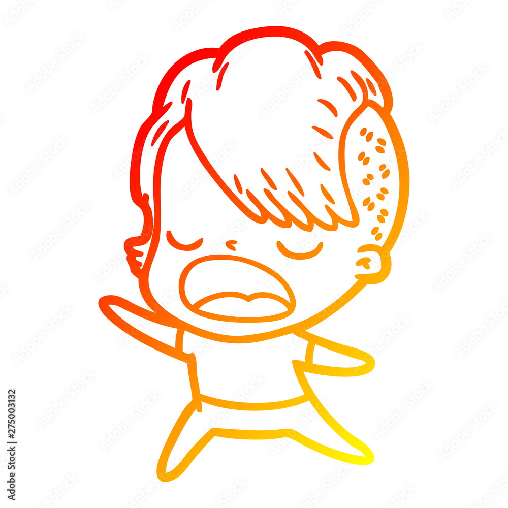 warm gradient line drawing cartoon cool hipster girl talking warm gradient line drawing cartoon cool hipster girl talking