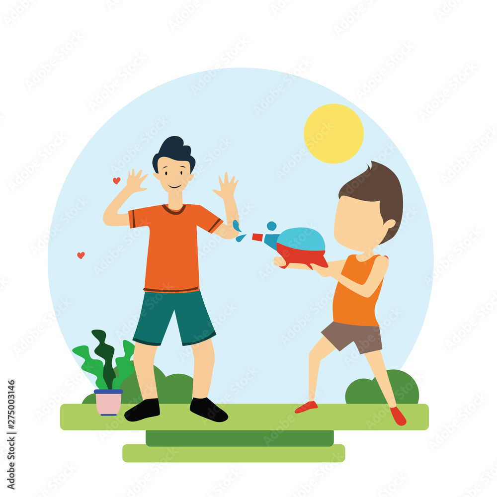happy children playing flat design cartoon vector template illustration happy children playing flat design cartoon vector template illustration