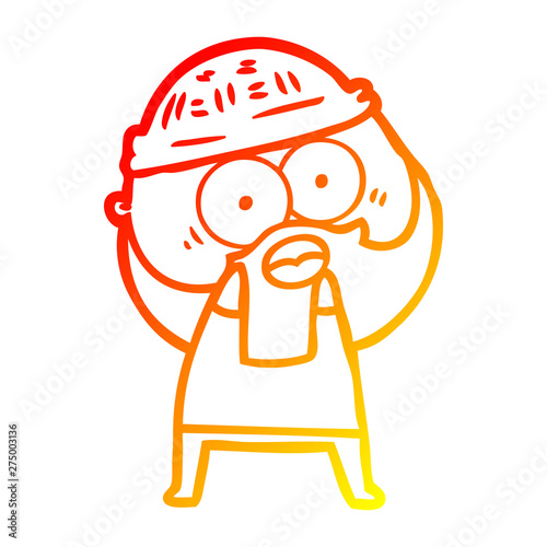 warm gradient line drawing cartoon bearded man