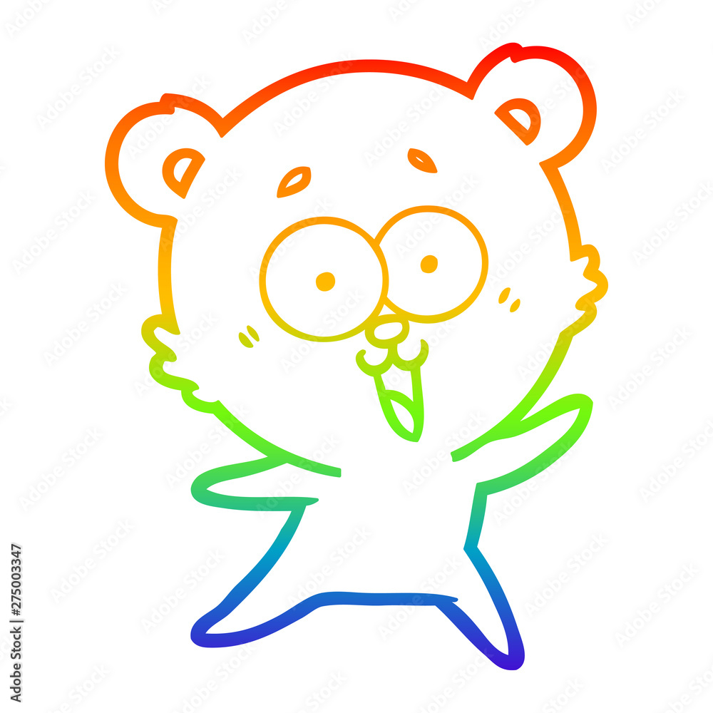 Obraz premium rainbow gradient line drawing laughing teddy bear cartoon