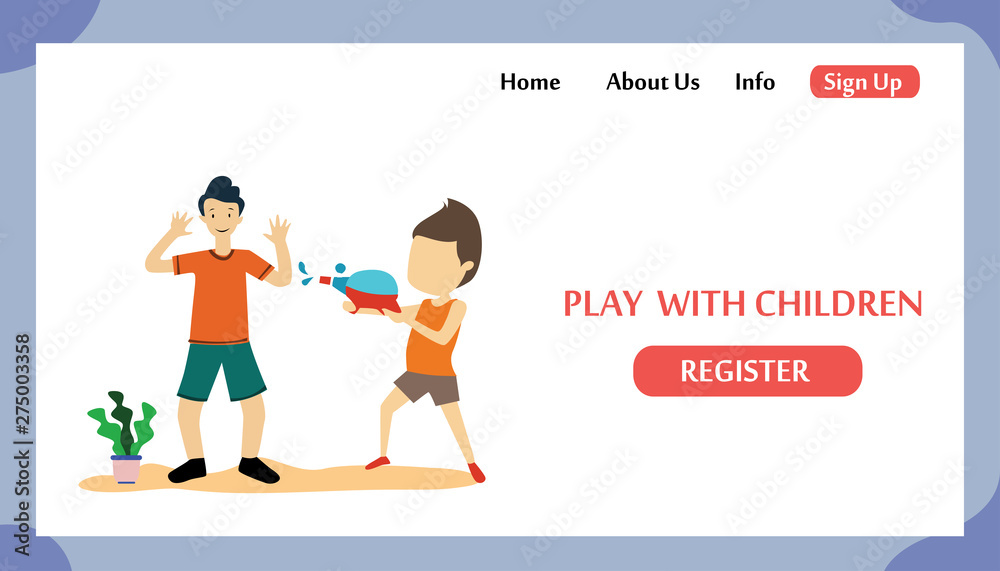 Landing Page Play With Children, Kids Zone Modern Vector Illustration Concept for Website Template and Mobile Website Development