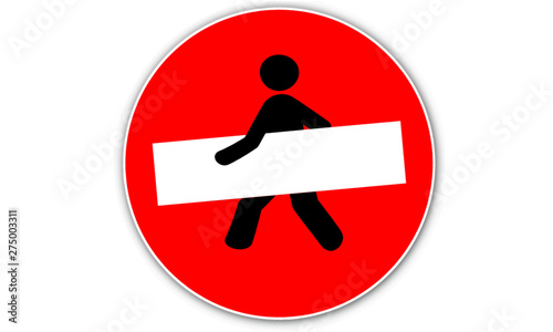 Sans interdit avec piéton tenant le symbole