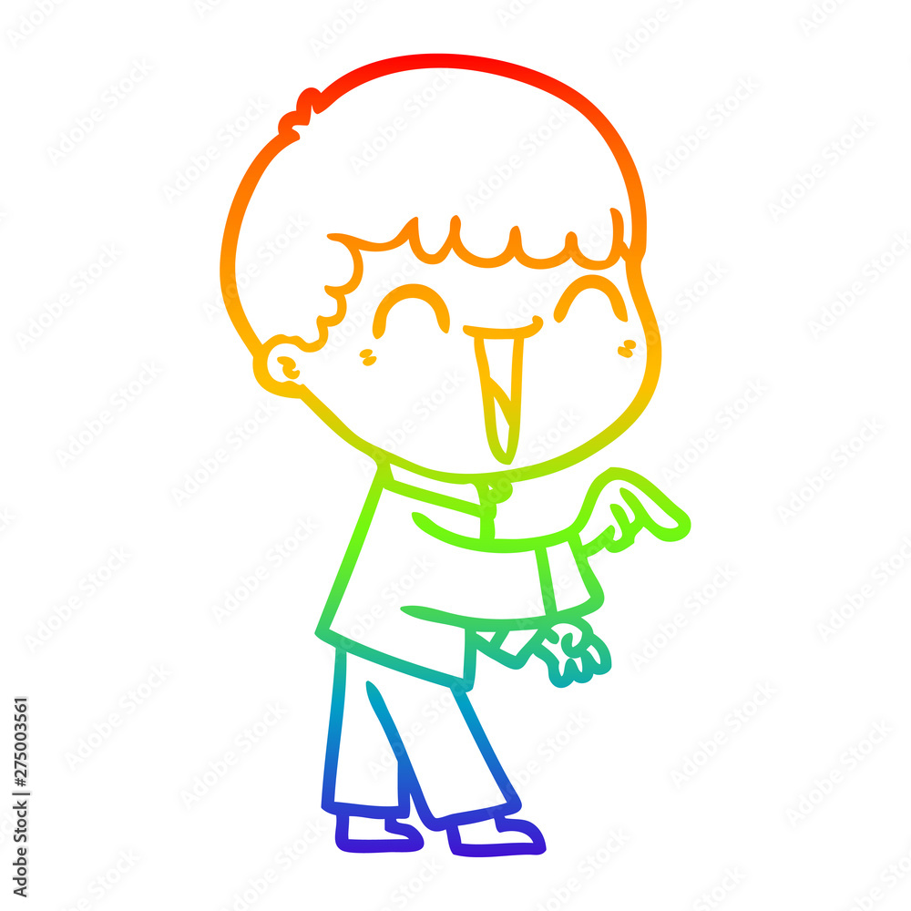 rainbow gradient line drawing cartoon happy man rainbow gradient line drawing cartoon happy man
