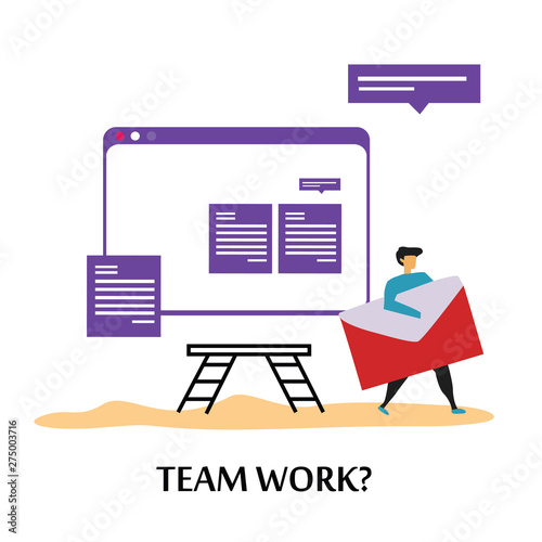 teamwork activity and interacting for idea, business, technology vector template flat design