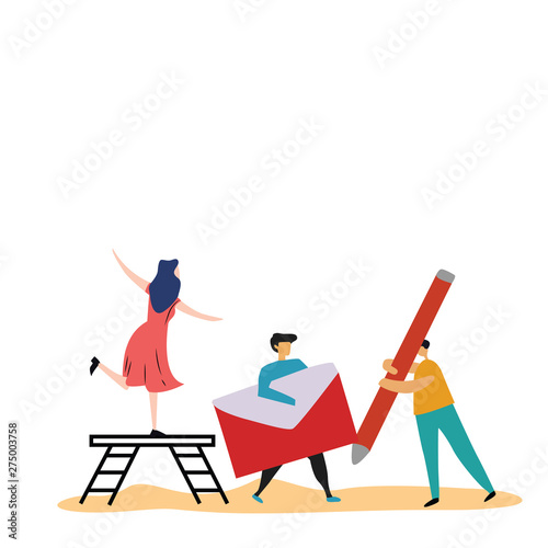 teamwork activity and interacting for idea, business, technology vector template flat design