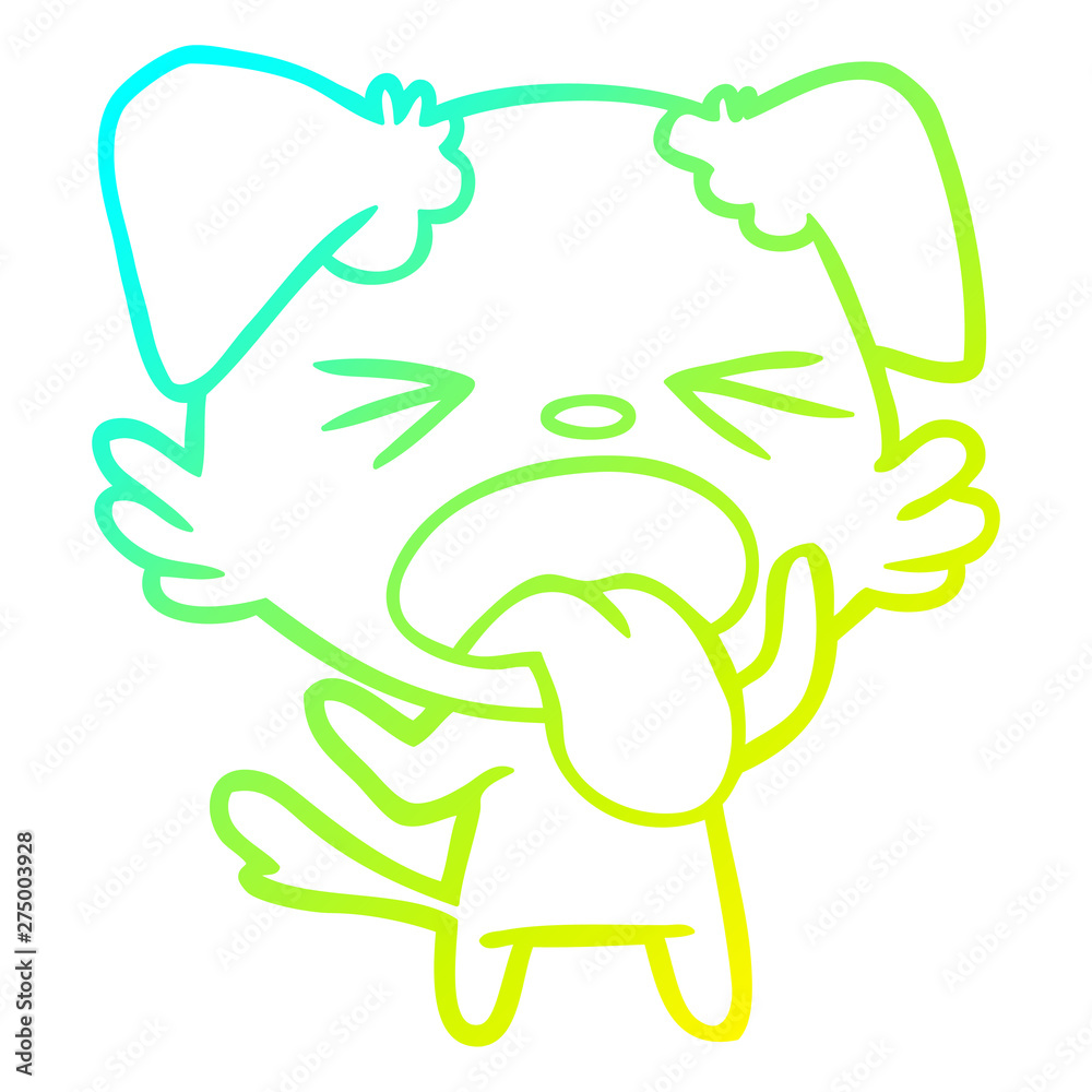 Obraz premium cold gradient line drawing cartoon disgusted dog