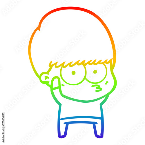 rainbow gradient line drawing nervous cartoon boy