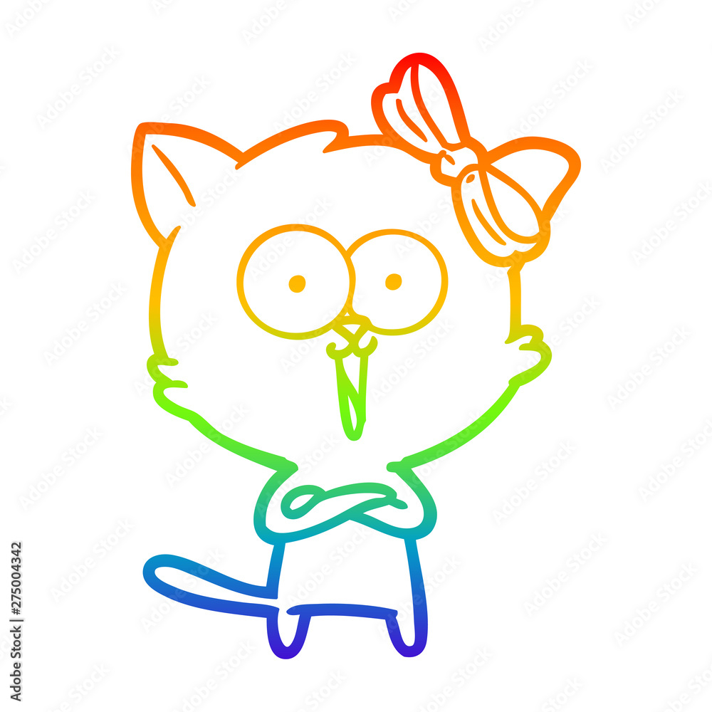 rainbow gradient line drawing cartoon cat rainbow gradient line drawing cartoon cat